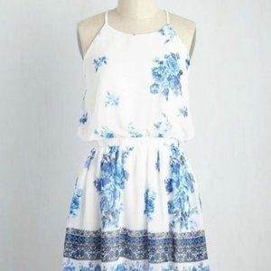 Modcloth Blue floral Positive Prediction Dress